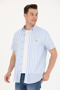 Мужская синяя рубашка с коротким рукавом - U.s. polo assn фото 4