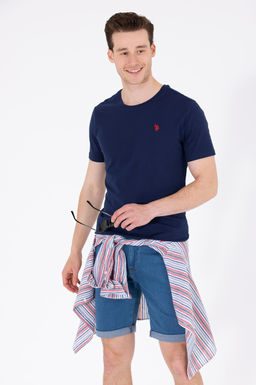 Мужская темно-синяя футболка с круглым вырезом Basic