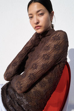 HIGH NECK LACE TOP - Zara фото 4