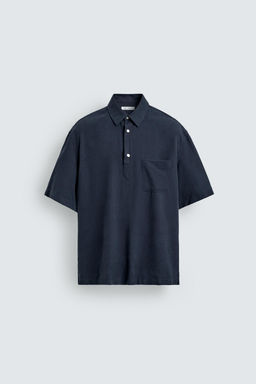 CAMISA POLO FLUIDA LYOCELL / Marino - Zara фото 7