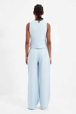 TRENDYOLMILLA Siyah Wide Leg/Genis Paca Pilili Dokuma Kumas Pantolon TWOSS21PL0189  фото 11