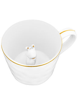 Кружка 300 мл 14*10*7,5 см "Улитка" с фигуркой внутри, белый с золотом, фарфор