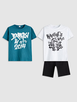 Bisiklet Yaka Erkek ?ocuk ?ortlu Pijama Tak?m?