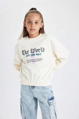 Толстовка с круглым вырезом для девочек - Defacto фото 7