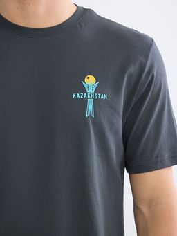 Bisiklet Yaka Bask?l? Penye Erkek Ti??rt