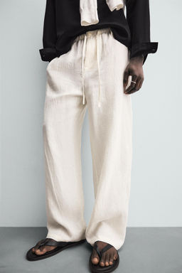 100% LINEN RELAXED FIT TROUSERS - Zara фото 5
