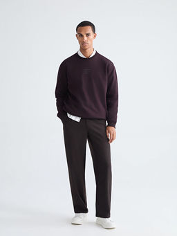 Bisiklet Yaka Bask?l? Erkek Kal?n Sweatshirt