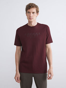 Bisiklet Yaka Bask?l? Erkek Ti??rt