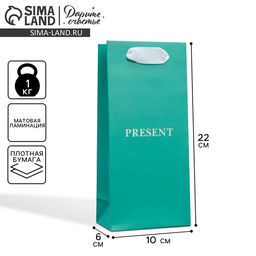Цена за 2 шт. Пакет подарочный ламинированный, упаковка, «Подарок», 10 х 22 х 6 см
