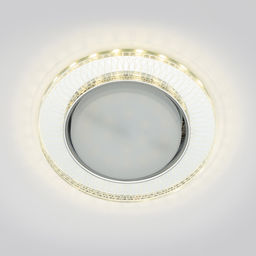 DLS-L155 GX53 GLASSY/CLEAR 3D Светильник декоративный встраиваемый, серия Luciole. Без лампы, цоколь GU5.3. Доп. светодиодная подсветка 4Вт. Металл/стекло. Зеркальный/Прозрачный, эффект 3D. ТМ Fametto