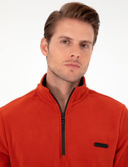 Kiremit Regular Fit Yar_m Fermuarl_ Polar Sweatshirt