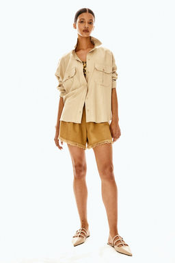 Camisa cargo oversize en mezcla de lino - H&m фото 2