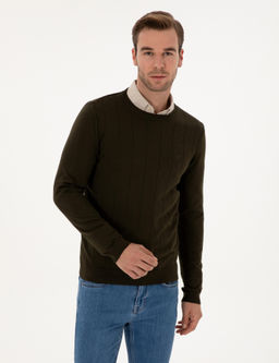 Haki Slim Fit Kazak