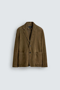 BLAZER RELAXED FIT PIEL ANTE / Oliva - Zara фото 7