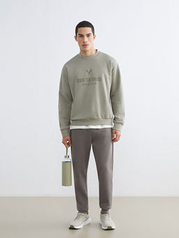 Bisiklet Yaka Bask?l? Erkek Sweatshirt