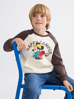Mickey Mouse Bask?l? Erkek ?ocuk Kal?n Sweatshirt