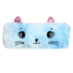 Пенал школьный меховой на молнии Calligrata «Кошечка», пушистый, с ушками, МИКС