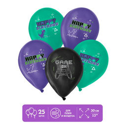 Воздушные шары латексные 12" Game on, 25 шт.