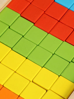 Детский набор деревянные кубики, цветные, 60 штук