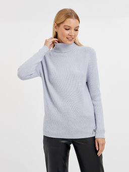 водолазка женская в голубом цвете в рубчик - Glenfield фото 7