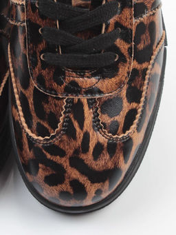 03-B6C-7PC BROWN/LEOPARD Кеды женские (натуральная кожа)