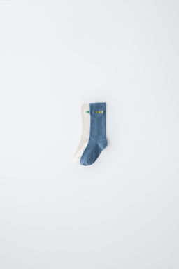 PACK DOS CALCETINES LARGOS PUKAS SURF / Azul / Blanco