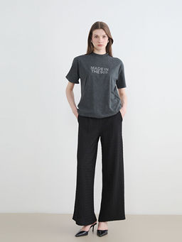 Bisiklet Yaka Ta?l? Kad?n Ti??rt