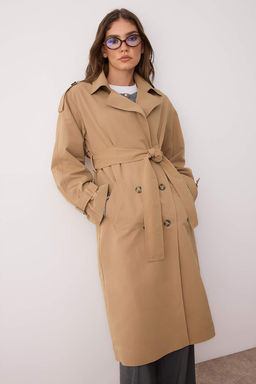 Vizon Kruvaze Oversize Uzun Trenckot TWOAW26TR00010 - Trendyolmilla фото 10