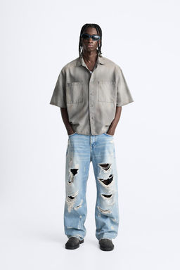 ACID WASH DENIM GOMLEK