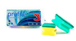Губка бытовая с чистящим слоем "Профиль-3" 3шт. 8х6х4см (гх017)