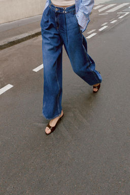 JEANS Z1975 LOOSE FIT TIRO ALTO CORCHETES / Azul medio - Zara фото 5