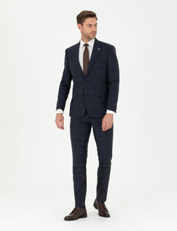 Lacivert Slim Fit Tak_m Elbise