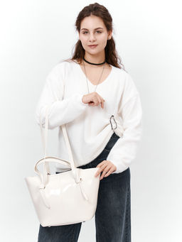 LACCOMA сумка Y2077-2-молочный натуральная кожа полиэстер фото 3