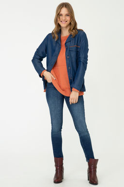 Женская темно-синяя джинсовая рубашка - U.s. polo assn фото 12