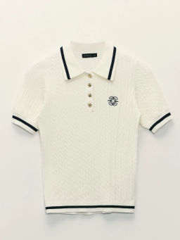 Поло с вышивкой из вязаного трикотажа / Zarina  фото 7