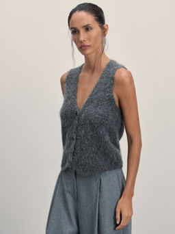 Вязаный жилет с содержанием шерсти альпаки / Zarina  фото 4