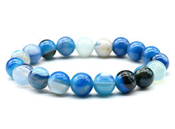 Браслет шарик 10мм из агата тонированного цв.голубой