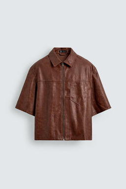 SOBRECAMISA RELAXED FIT EFECTO PIEL / Rojizo - Zara фото 7