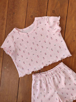 Пижама Пружинка топ с шортами 33069 розовые цветы