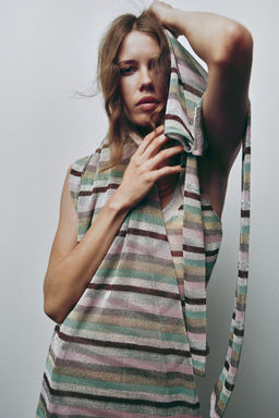 LONG METALLIC THREAD STRIPED DRESS - Zara фото 4