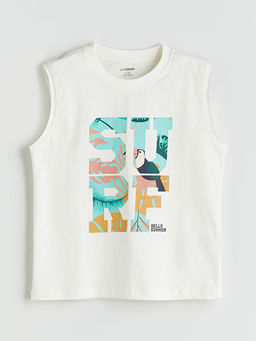 Bisiklet Yaka Bask?l? Erkek ?ocuk Atlet ve ?ort 2li