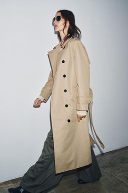 WATER REPELLENT DOUBLE-BREASTED TRENCH COAT ZW COLLECTION