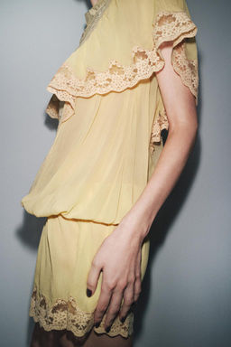 TULLE JUMPSUIT WITH EMBROIDERY AND BEADS - Zara фото 6