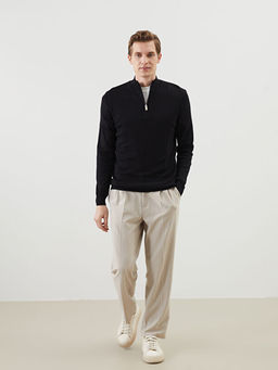 Dik Yaka Uzun Kollu Erkek Triko Kazak