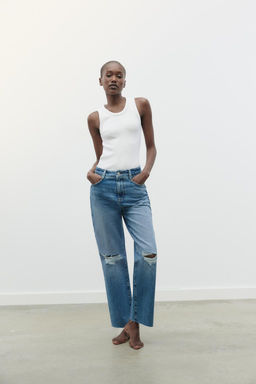 Z1975 STRAIGHT HIGH-WAIST RIPPED JEANS - Zara фото 10