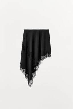 ASYMMETRIC LACE SATIN SKIRT - Zara фото 11
