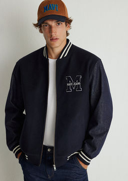 M Bask?l? Lacivert Bomber Ceket