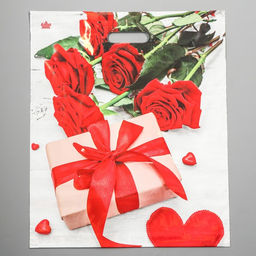 Цена за 50 шт. Пакет «Свидание», полиэтиленовый с вырубной ручкой, 38×45 см, 60 мкм