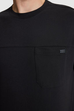Erkek Siyah Comfort Fit Bisiklet Yaka Ti__rt