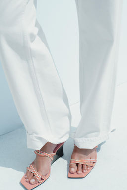 CHECK STRAPPY WEDGES
